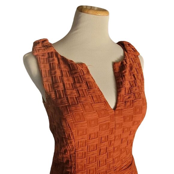 Tabitha Tema Dress 0 Rust Basket Weave Knit Sleeveless Split Neck Shoulder Bows - Picture 6 of 16